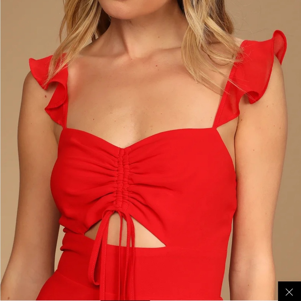 Red long maxi dress